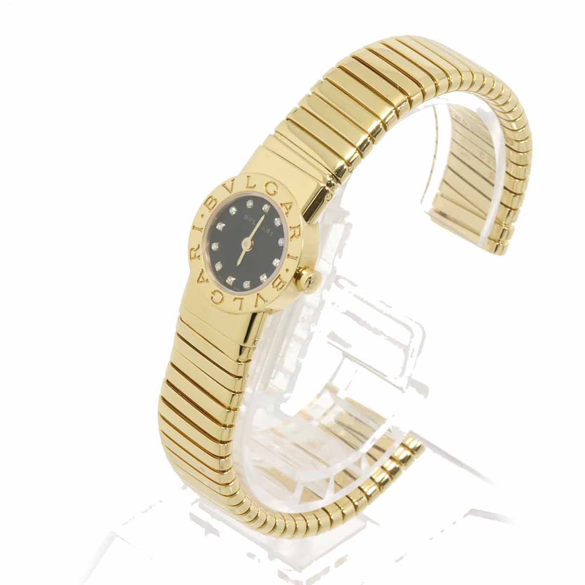 BVLGARIBVLGARI Tubogas BB192TG 12P Diamond 750 YG Black Dial