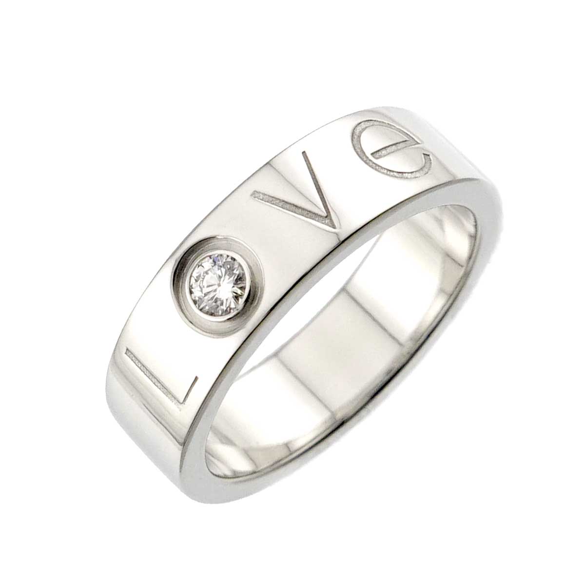Love Diamond 1P Ring 18K White Gold 750 size53 6-6.25(US)