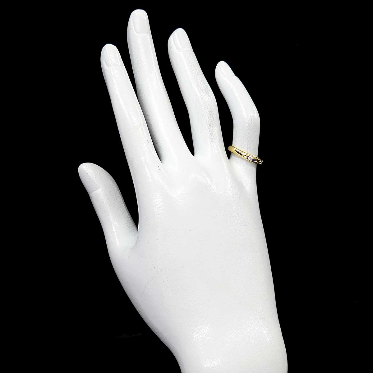 Round Cut Diamond Ring 18K YG 750 Size4.75-5(US)