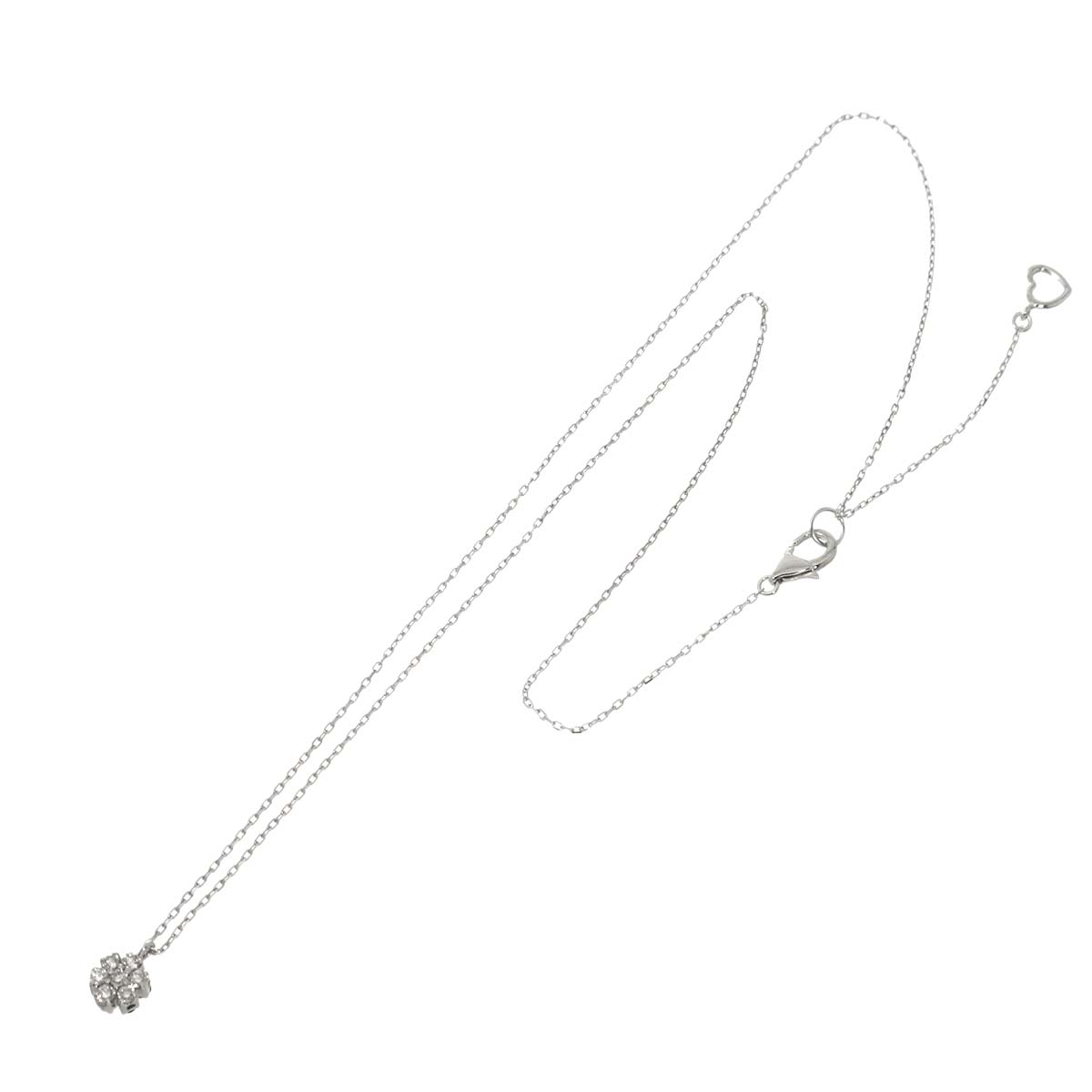Flower Motif Diamond 0.11ct Sapphire Necklace 18K WG 750