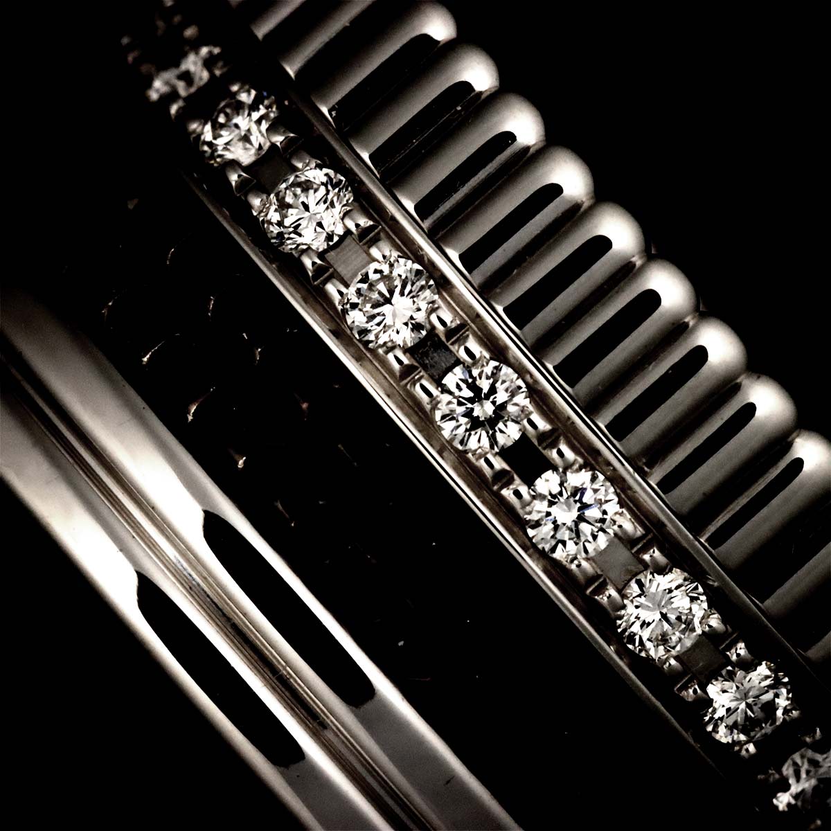 Quatre Diamond Ring 18K WG 750 Black PVD Size57 7.5-7.75(US)
