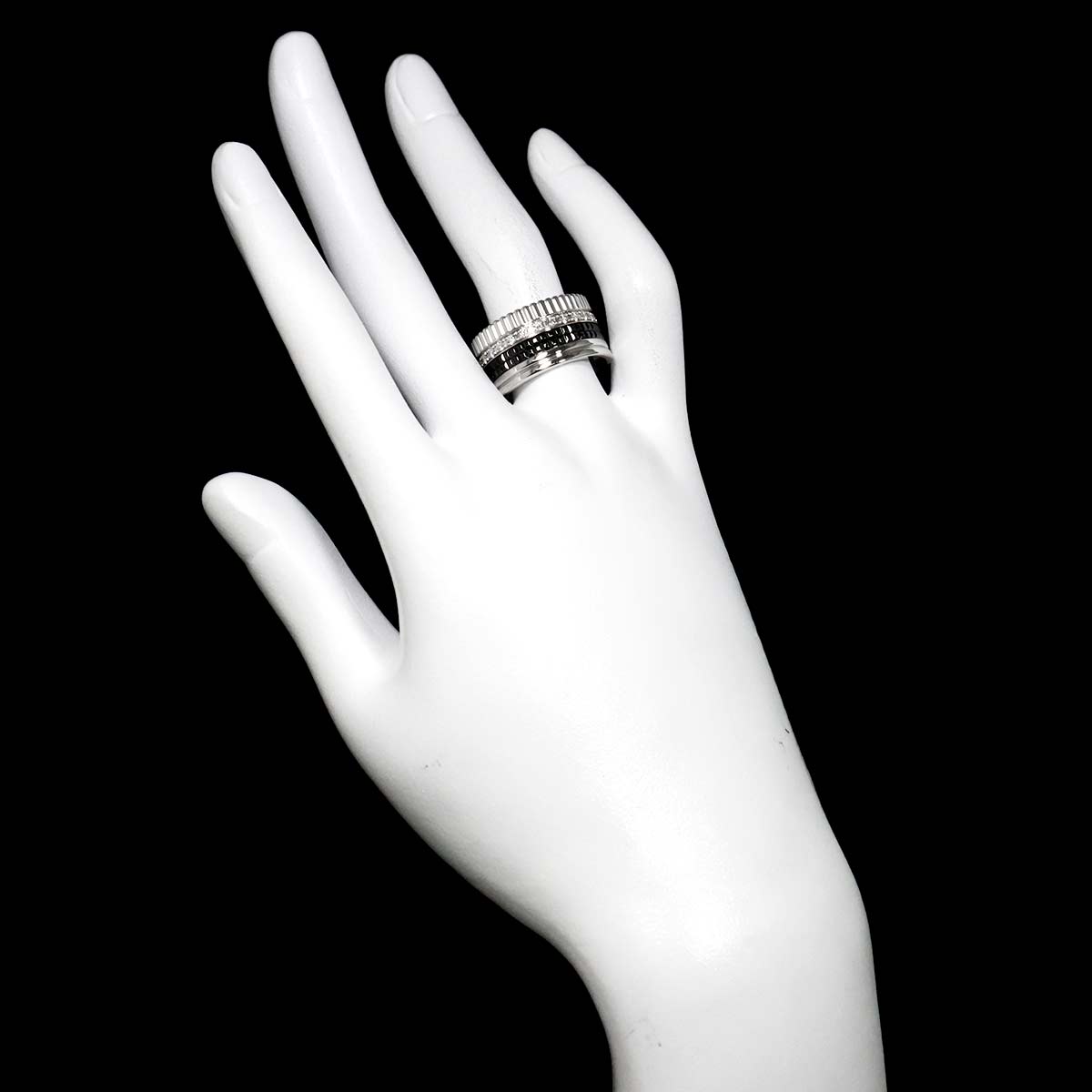 Quatre Diamond Ring 18K WG 750 Black PVD Size57 7.5-7.75(US)