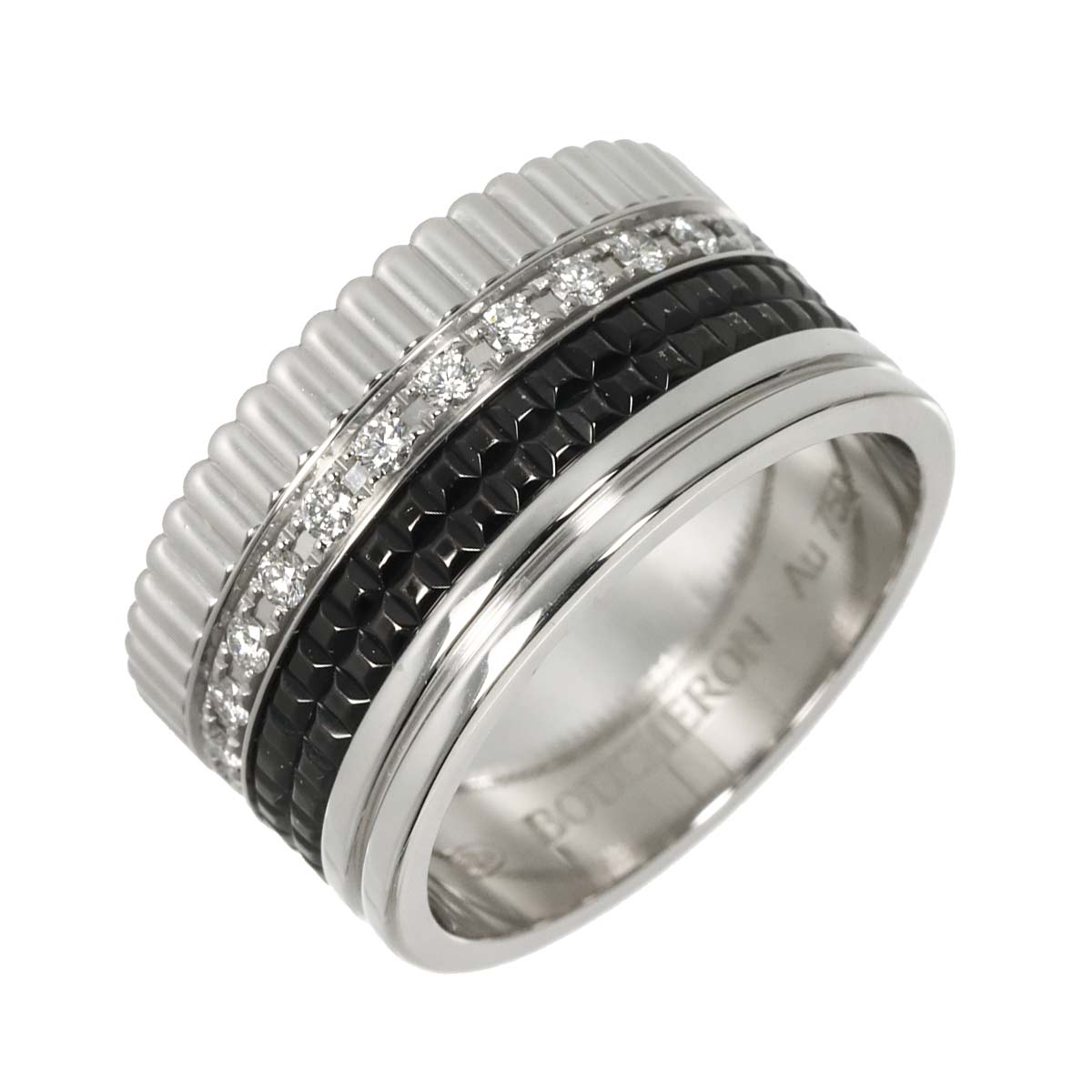 Quatre Diamond Ring 18K WG 750 Black PVD Size57 7.5-7.75(US)
