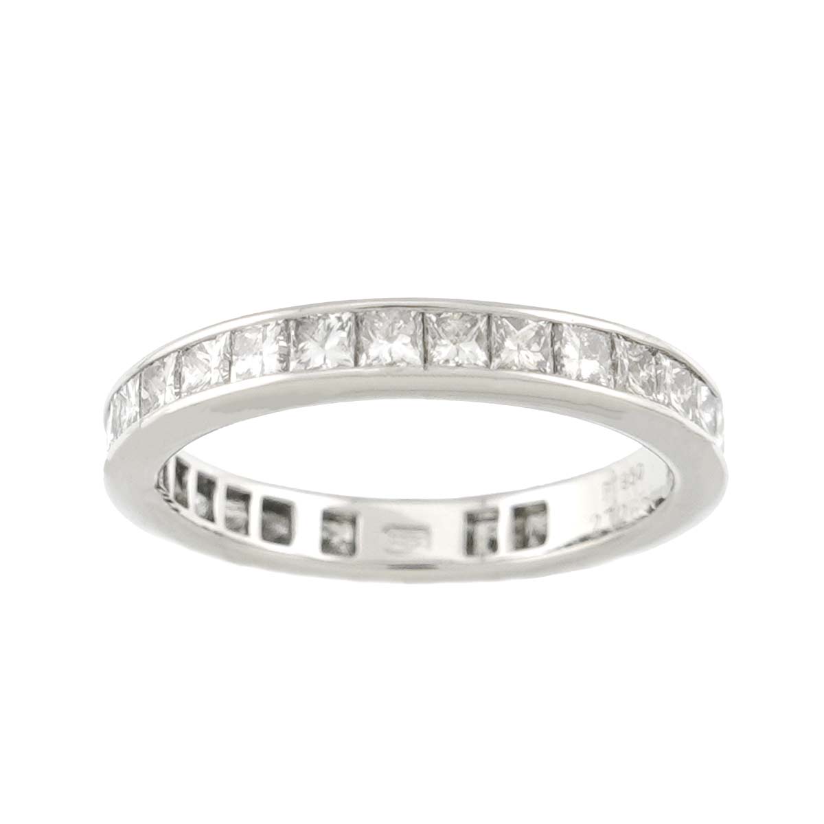 Princess Cut Channel Set Full Diamond Ring Platinum size4.75-5(US)