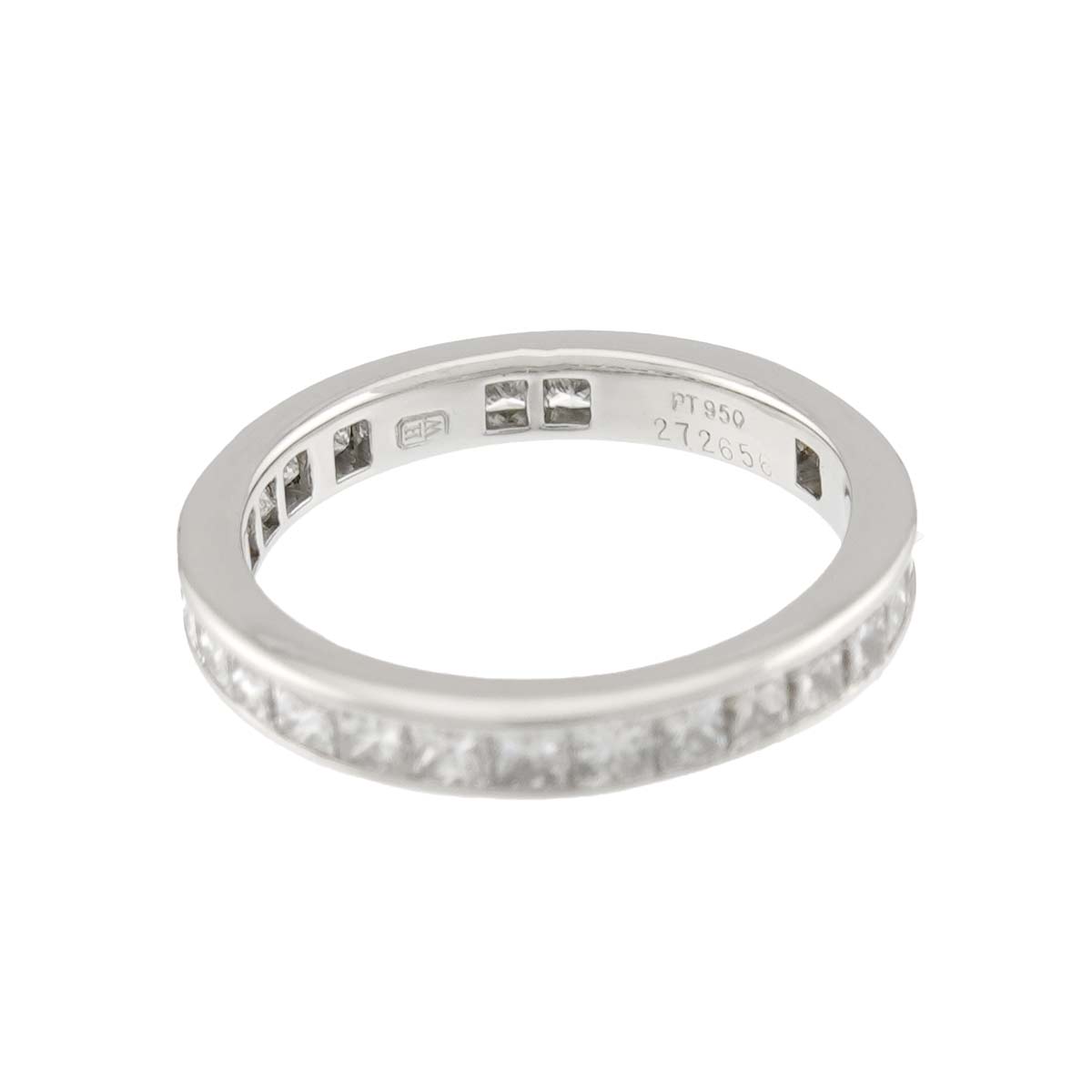 Princess Cut Channel Set Full Diamond Ring Platinum size4.75-5(US)