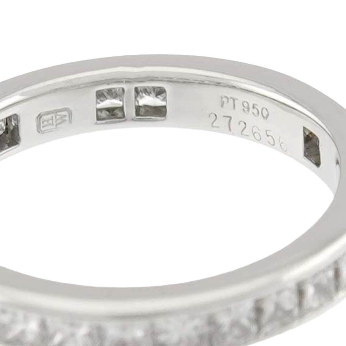 Princess Cut Channel Set Full Diamond Ring Platinum size4.75-5(US)