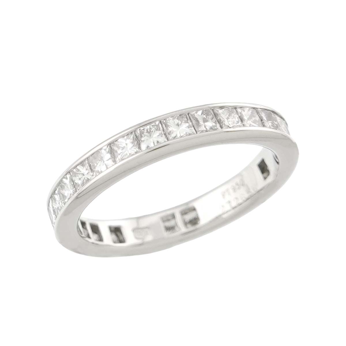 Princess Cut Channel Set Full Diamond Ring Platinum size4.75-5(US)