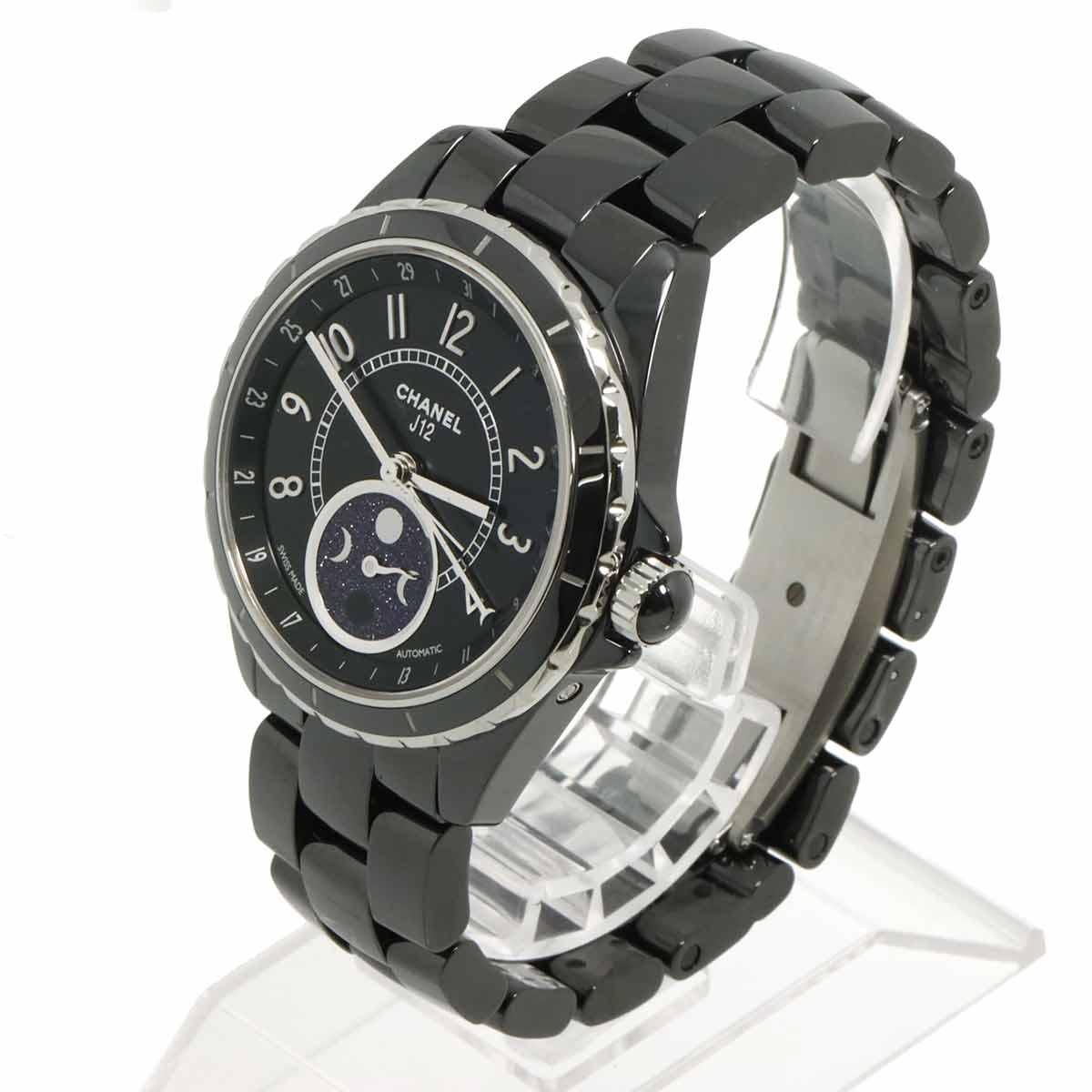 J12 Phase De Lune H3406 Moon phase Automatic Black Dial Mens