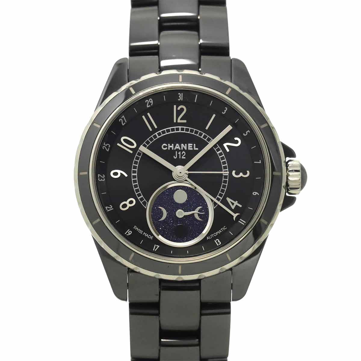 J12 Phase De Lune H3406 Moon phase Automatic Black Dial Mens