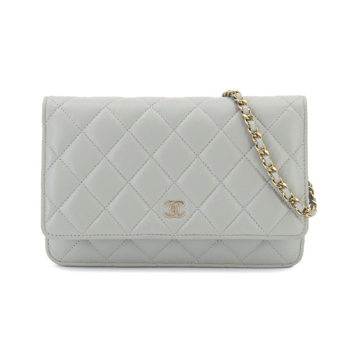 Matelasse Classic Chain Wallet Leather Light gray AP0250