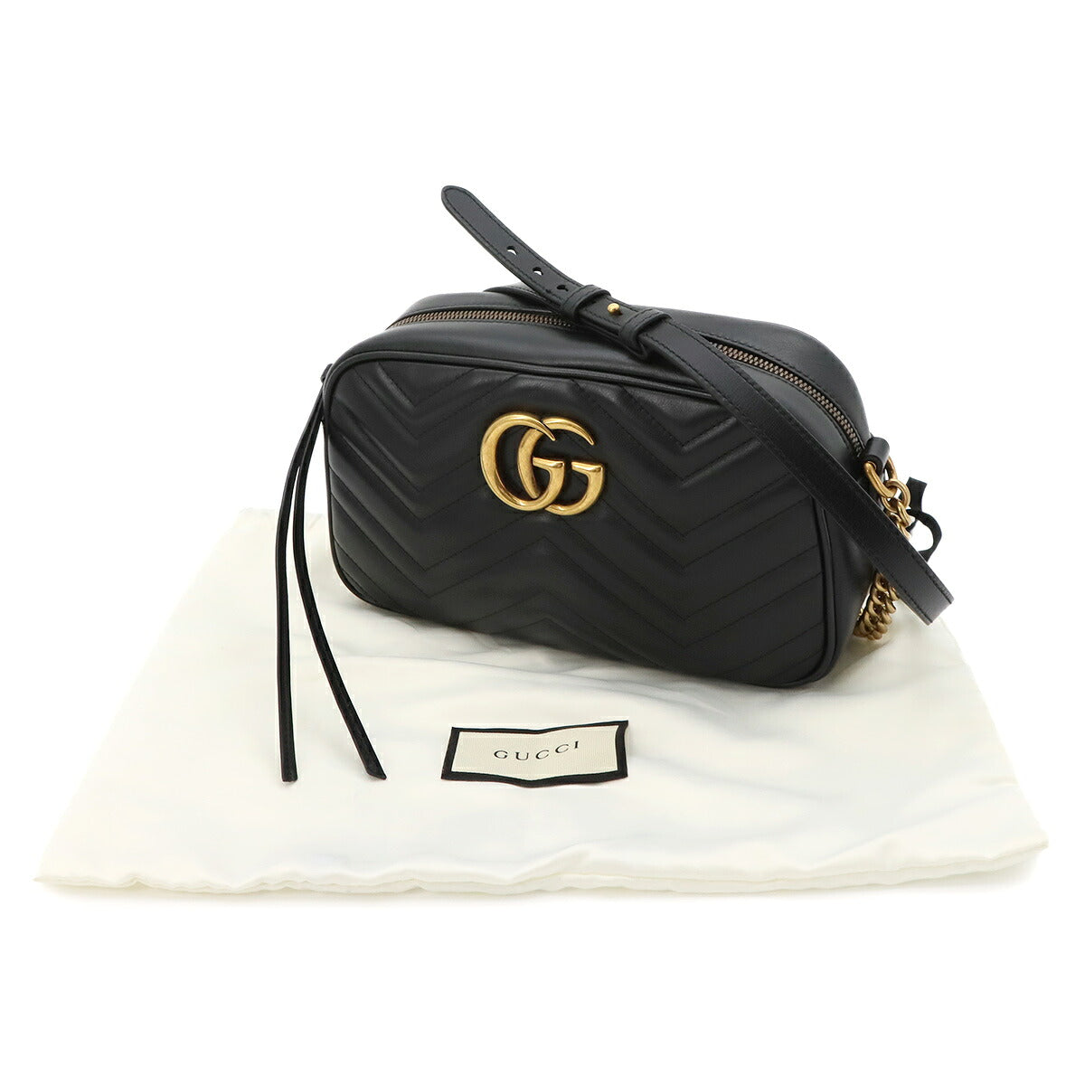GG Marmont Chain Shoulder Bag Leather Black 447632 Purse