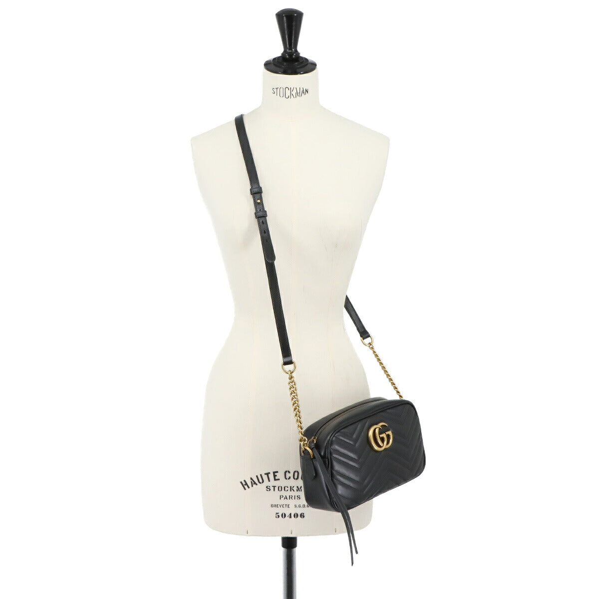 GG Marmont Chain Shoulder Bag Leather Black 447632 Purse