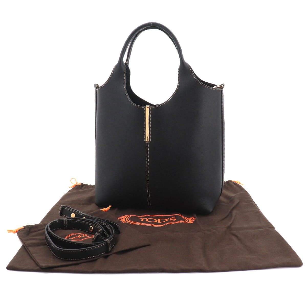 Shopping Small Tote Shoulder Bag Leather Black Purse