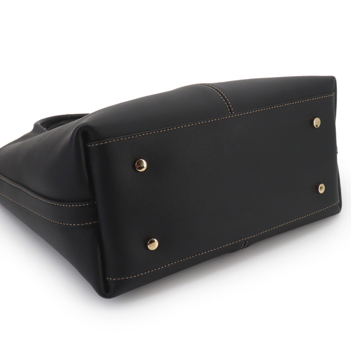 Shopping Small Tote Shoulder Bag Leather Black Purse