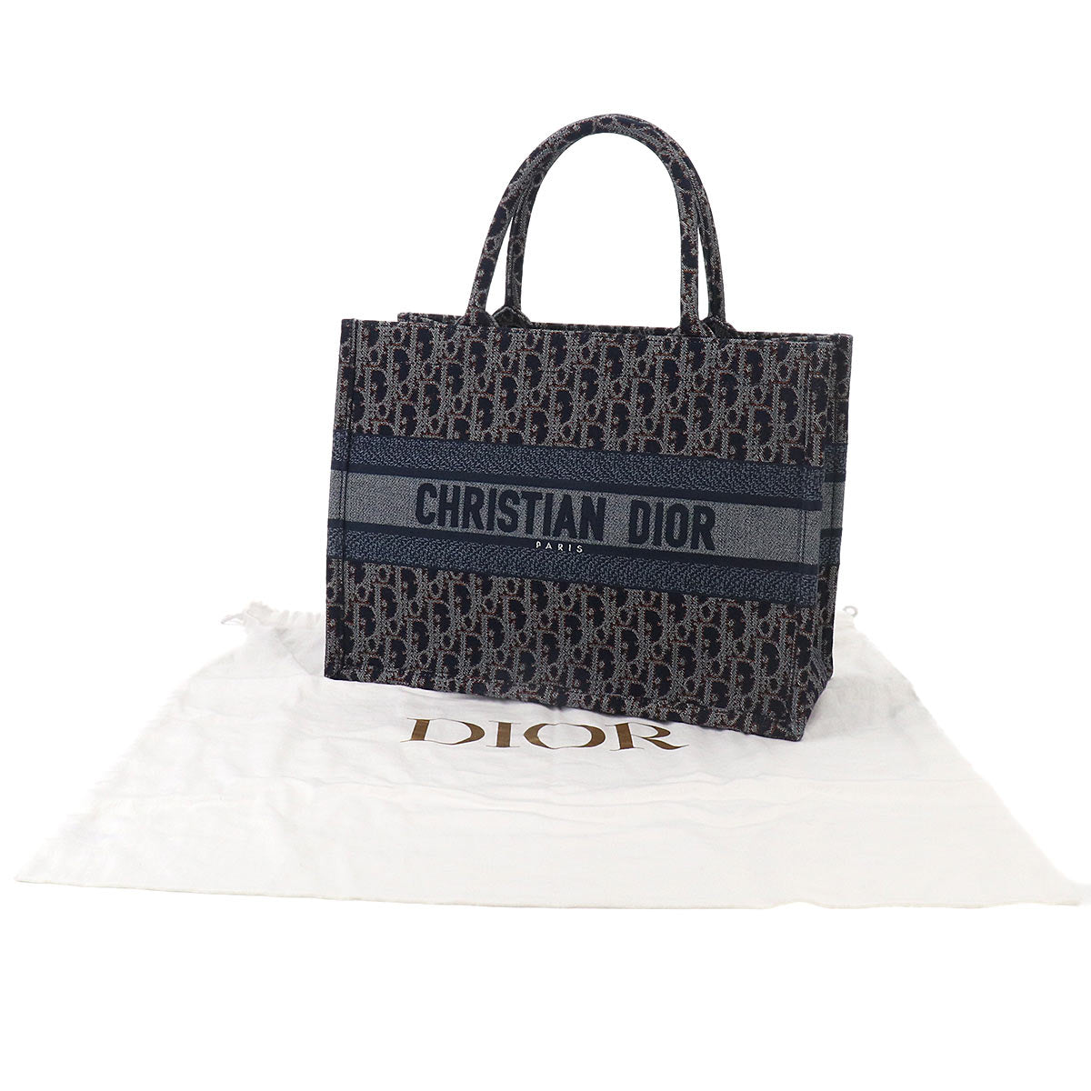 Oblique Book Tote Medium Bag Denim Navy M1296ZETO