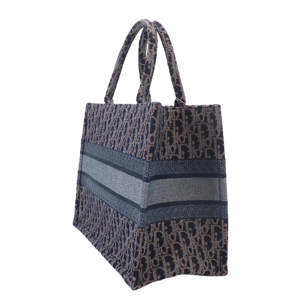 Oblique Book Tote Medium Bag Denim Navy M1296ZETO