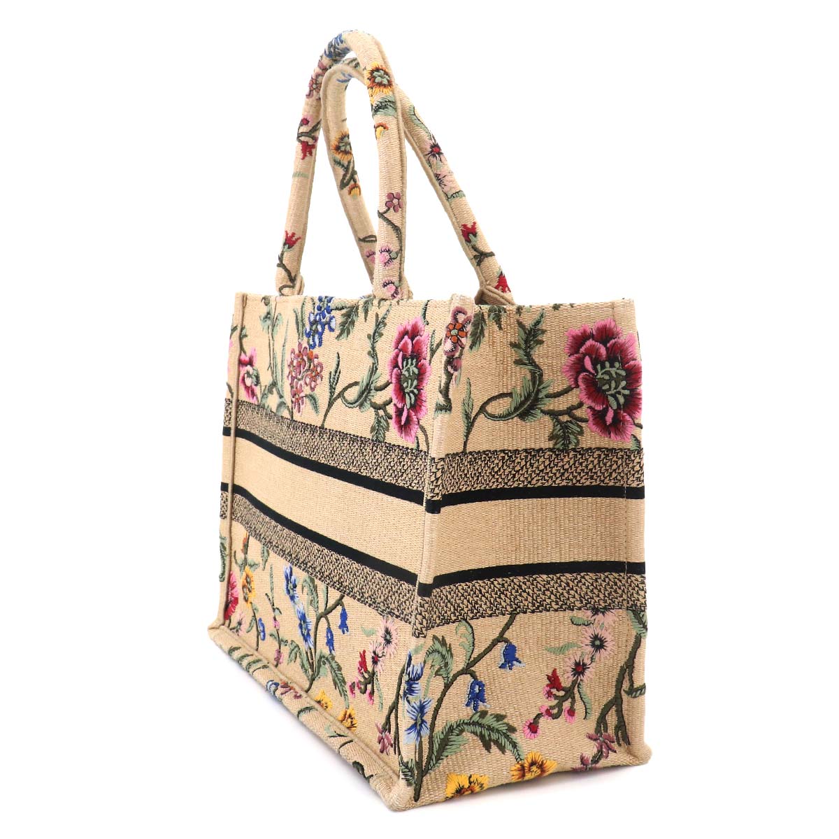 Petite Fleur Book Tote Medium Bag Canvas Beige