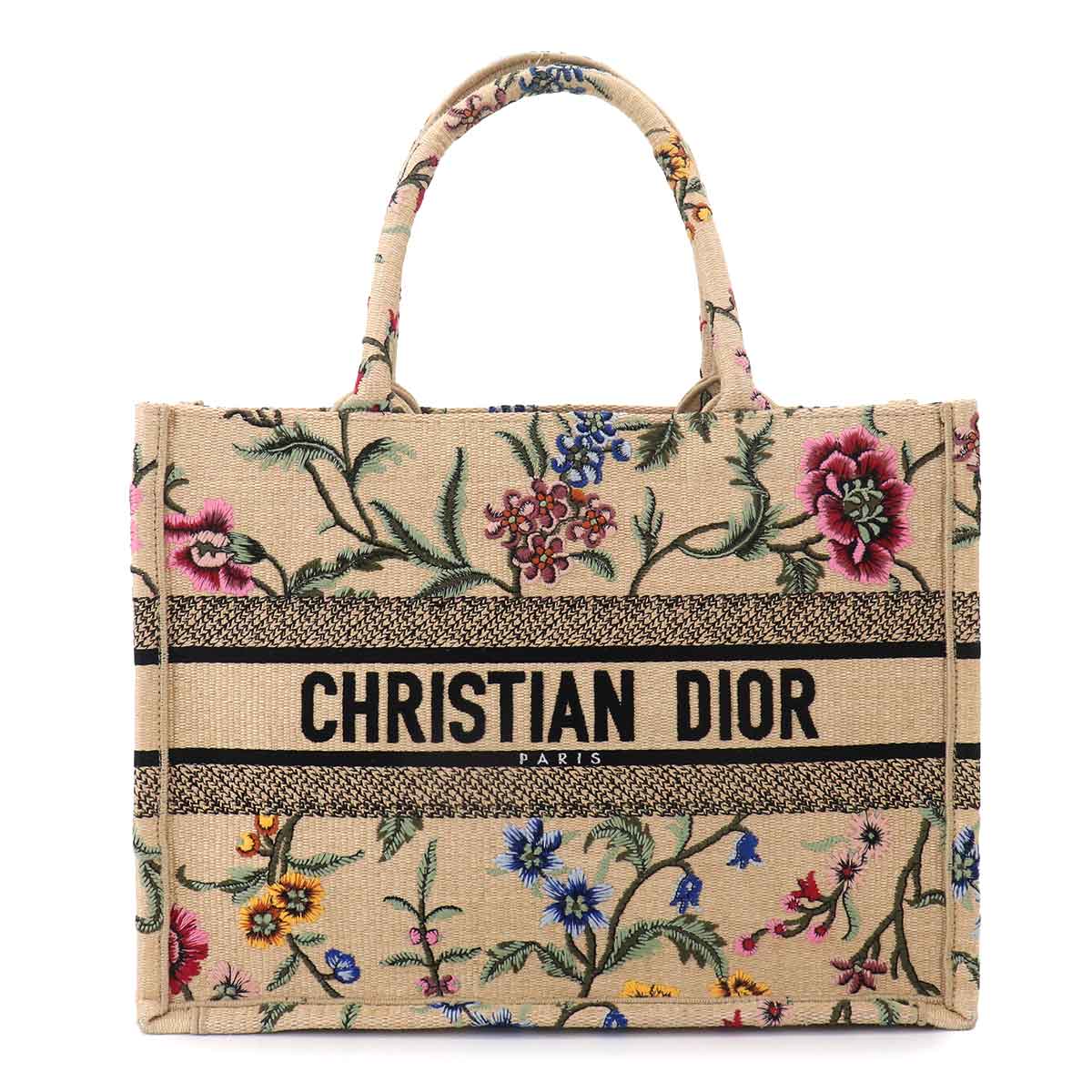 Petite Fleur Book Tote Medium Bag Canvas Beige