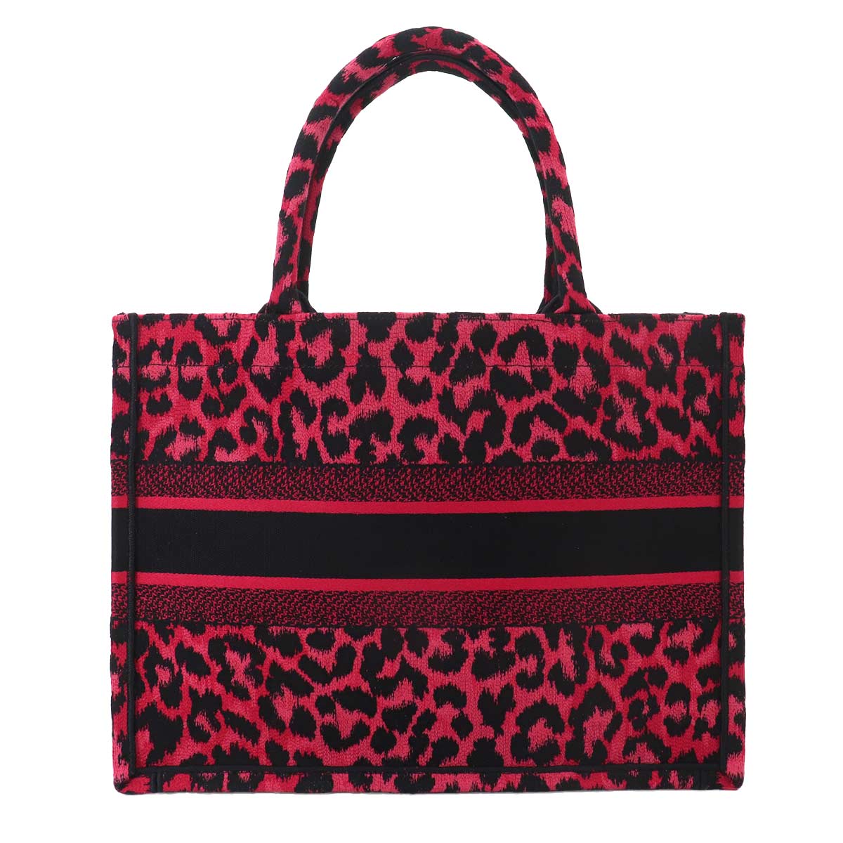 Oblique Book Tote Medium Bag Canvas Pink Leopard