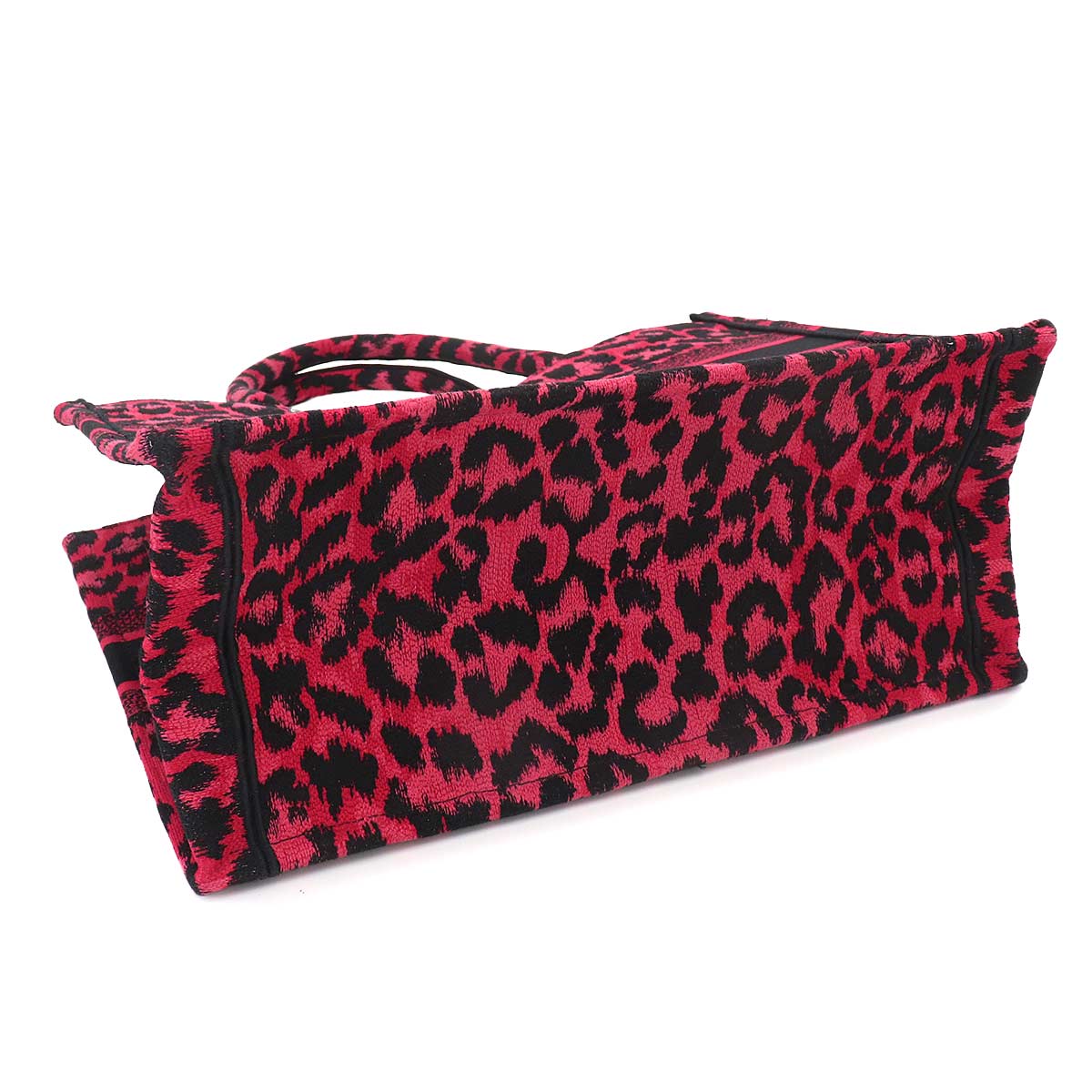 Oblique Book Tote Medium Bag Canvas Pink Leopard