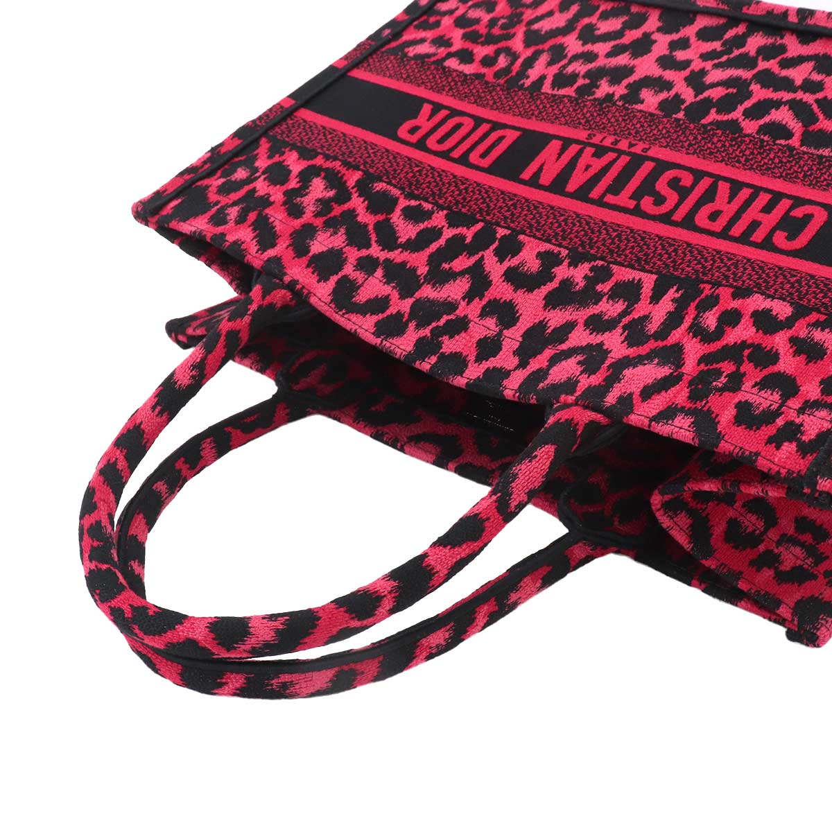 Oblique Book Tote Medium Bag Canvas Pink Leopard