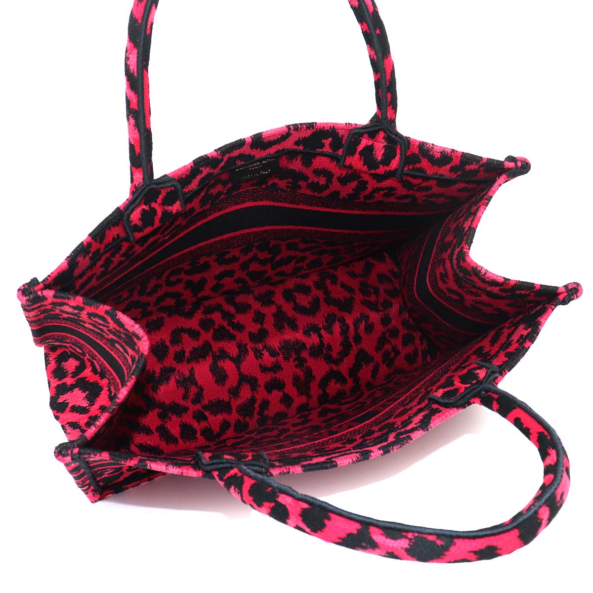 Oblique Book Tote Medium Bag Canvas Pink Leopard