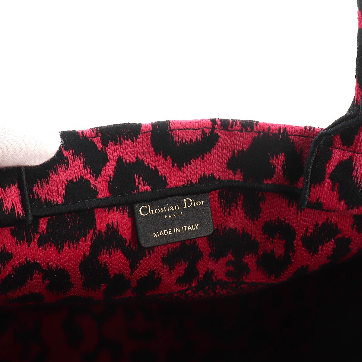 Oblique Book Tote Medium Bag Canvas Pink Leopard