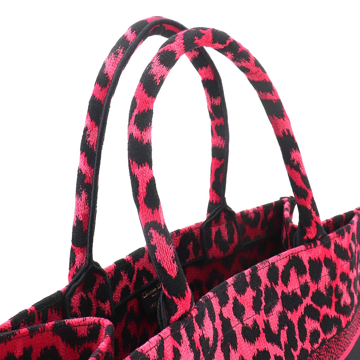 Oblique Book Tote Medium Bag Canvas Pink Leopard