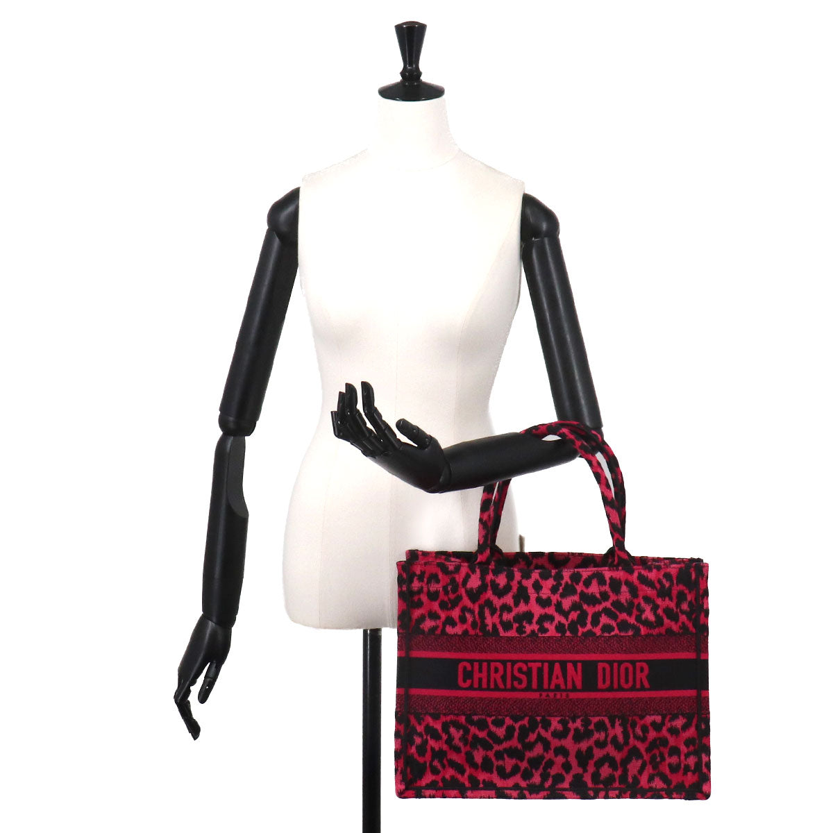 Oblique Book Tote Medium Bag Canvas Pink Leopard