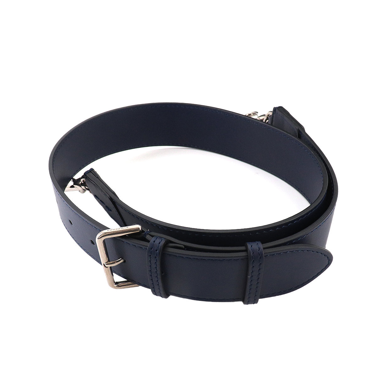 Hand Shoulder Bag Leather Navy Logos