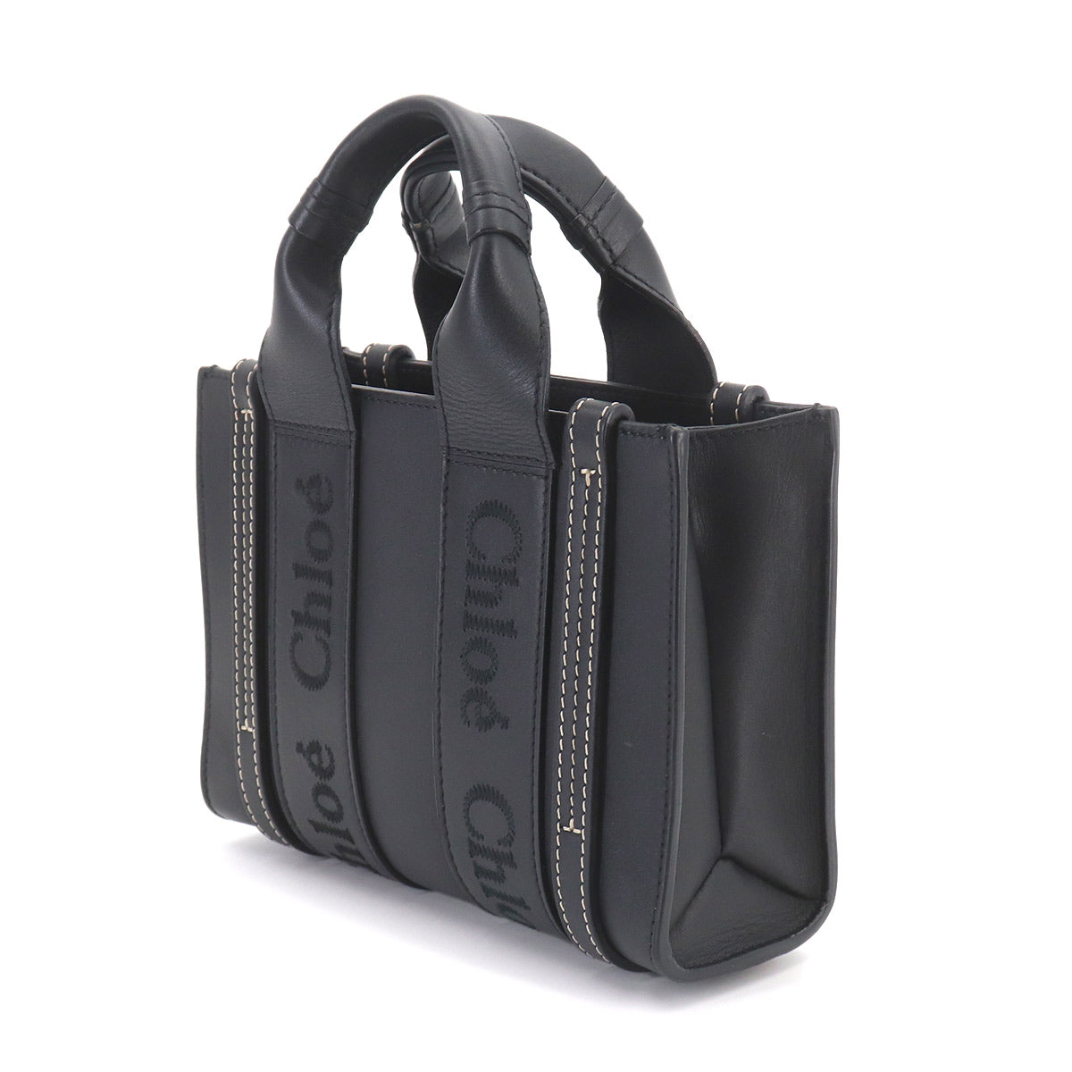 Woody Mini Tote Shoulder Bag Leather Black CHC23UP237I60