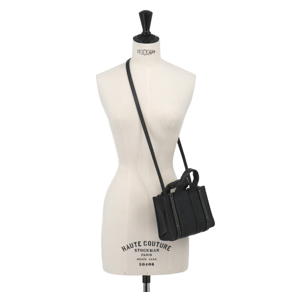 Woody Mini Tote Shoulder Bag Leather Black CHC23UP237I60