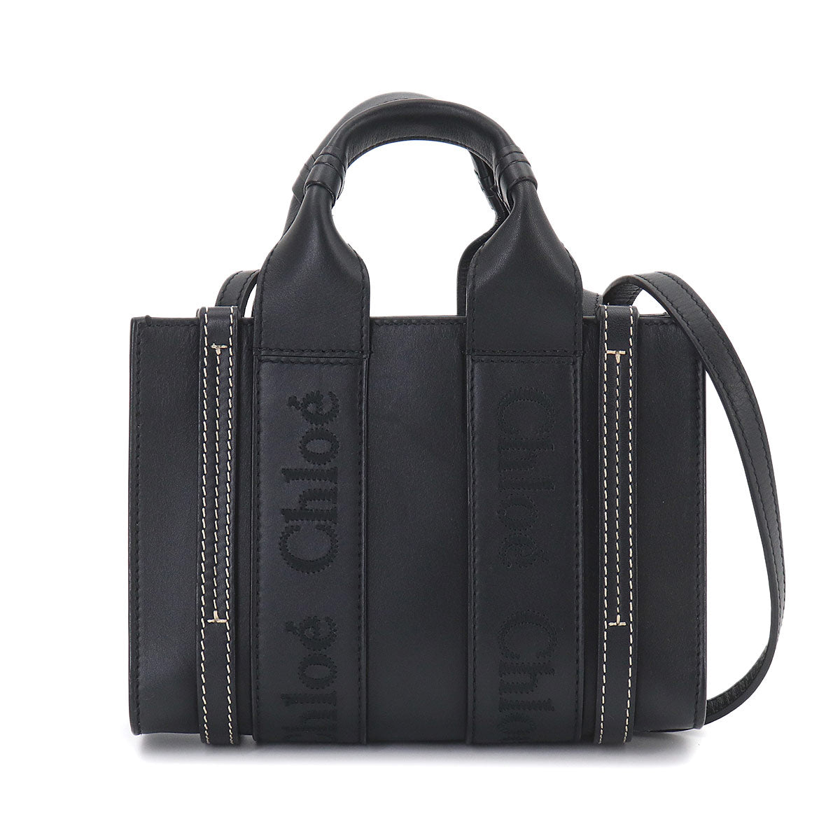 Woody Mini Tote Shoulder Bag Leather Black CHC23UP237I60