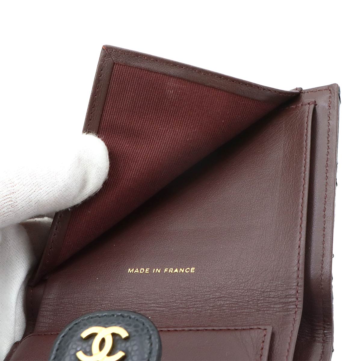 Matelasse Compact Wallet Leather Black A82288