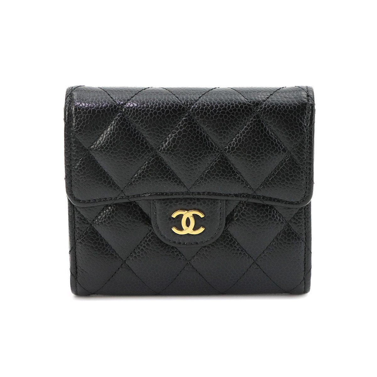 Matelasse Compact Wallet Leather Black A82288