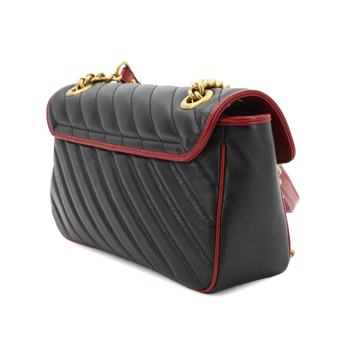 GG Marmont Shoulder Bag Leather Black Red 443497 Purse