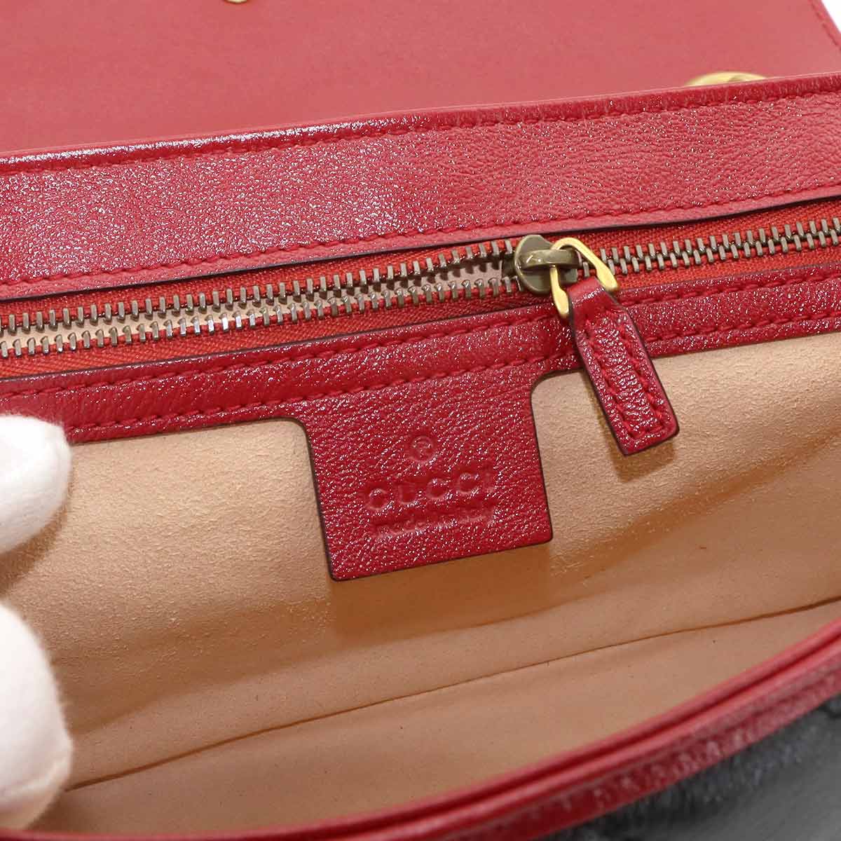 GG Marmont Shoulder Bag Leather Black Red 443497 Purse