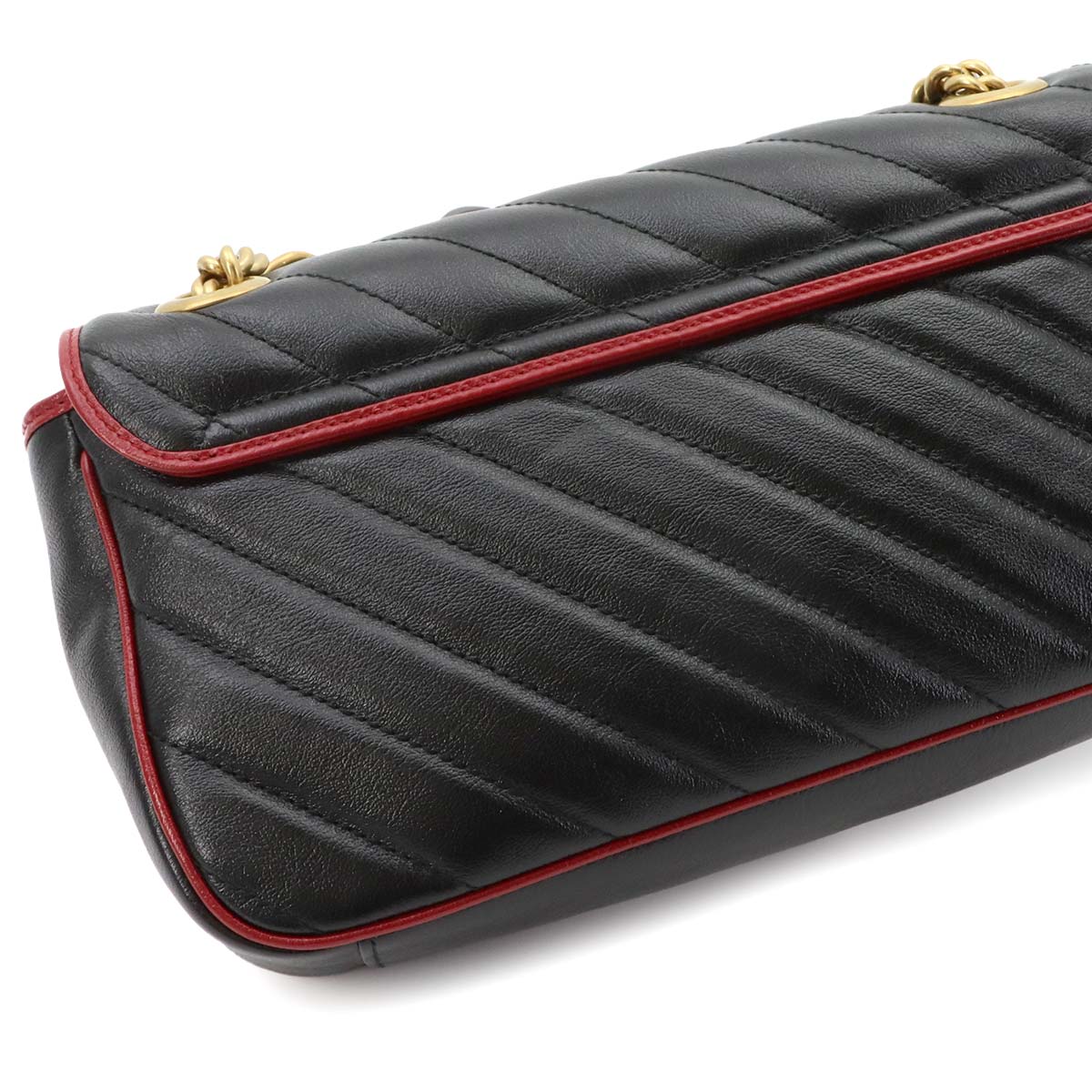 GG Marmont Shoulder Bag Leather Black Red 443497 Purse