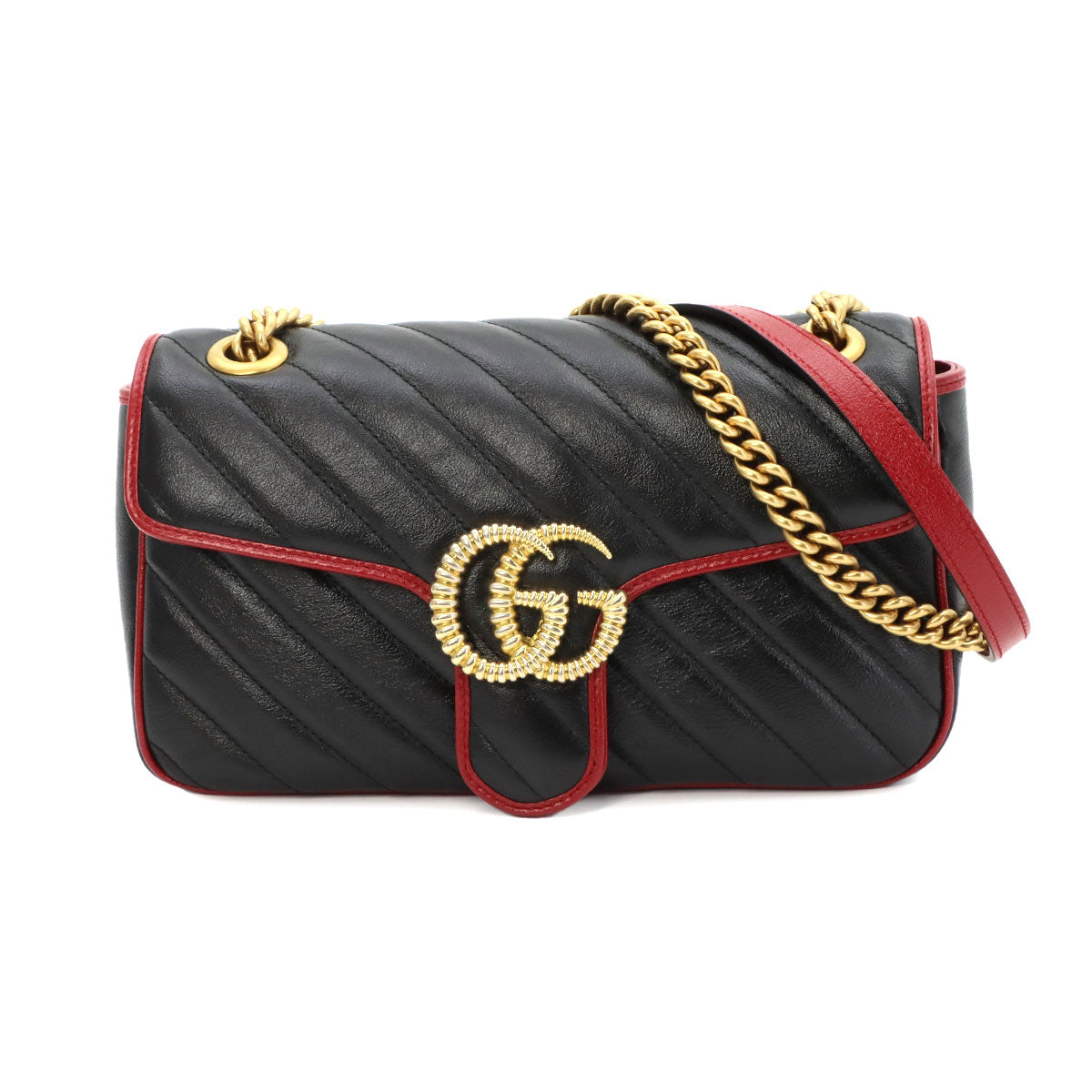 GG Marmont Shoulder Bag Leather Black Red 443497 Purse