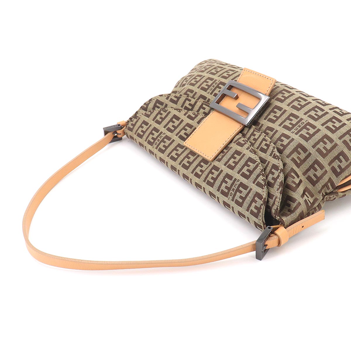 Zucchino Mamma Baguette Shoulder Bag Canvas Beige Brown 8BR009