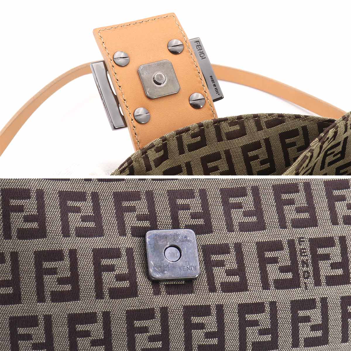 Zucchino Mamma Baguette Shoulder Bag Canvas Beige Brown 8BR009