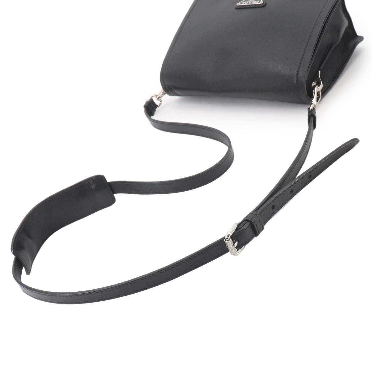 Messenger Shoulder Bag Leather Nero Black 1BD296 Purse