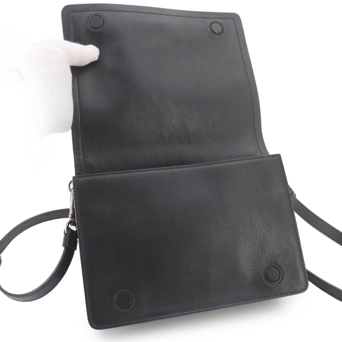 Messenger Shoulder Bag Leather Nero Black 1BD296 Purse