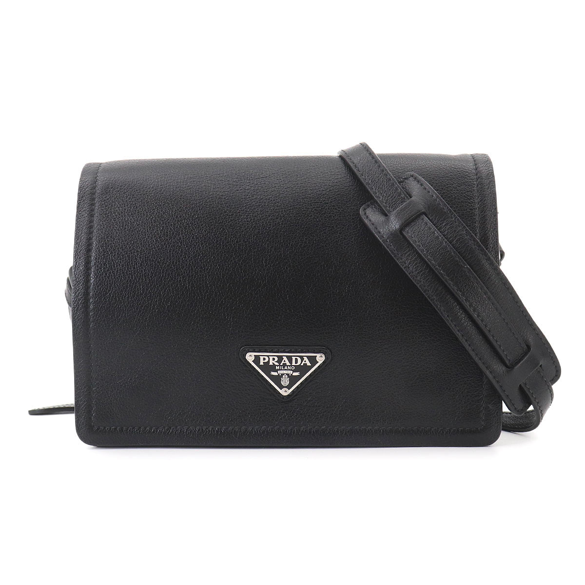 Messenger Shoulder Bag Leather Nero Black 1BD296 Purse
