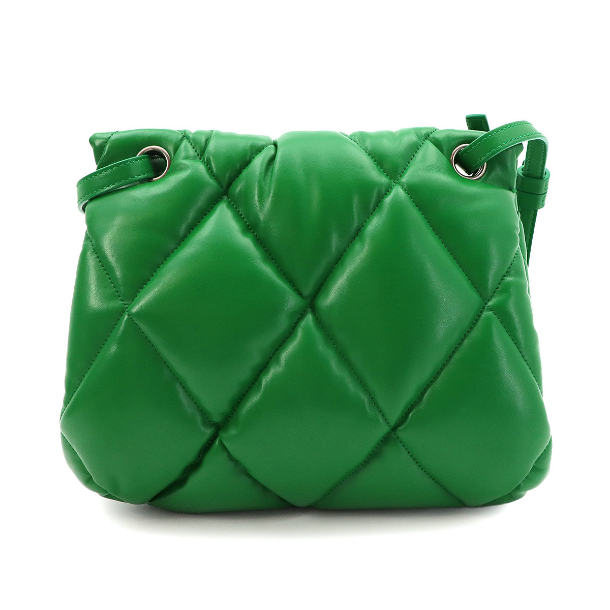Touch Puffy Shoulder Bag Leather Green 619449 Purse