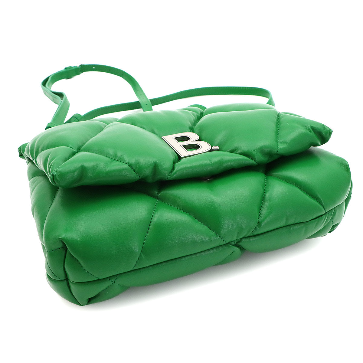 Touch Puffy Shoulder Bag Leather Green 619449 Purse