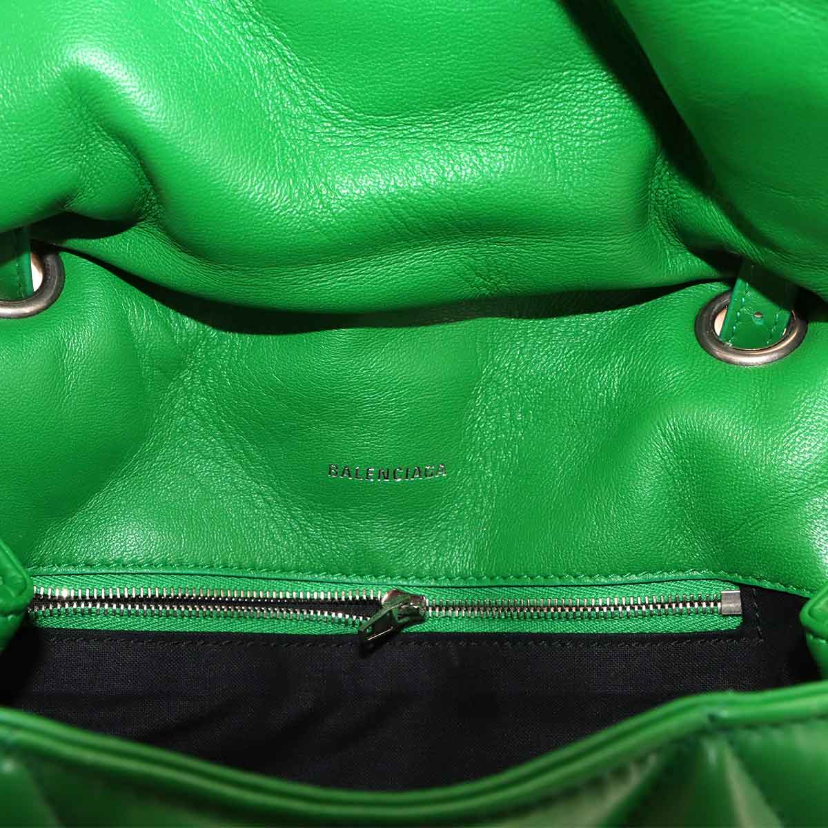 Touch Puffy Shoulder Bag Leather Green 619449 Purse