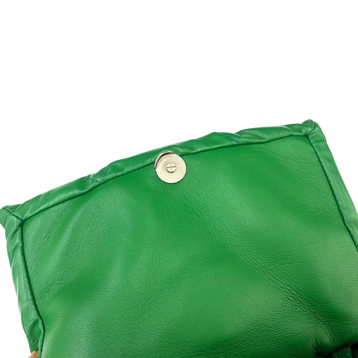 Touch Puffy Shoulder Bag Leather Green 619449 Purse