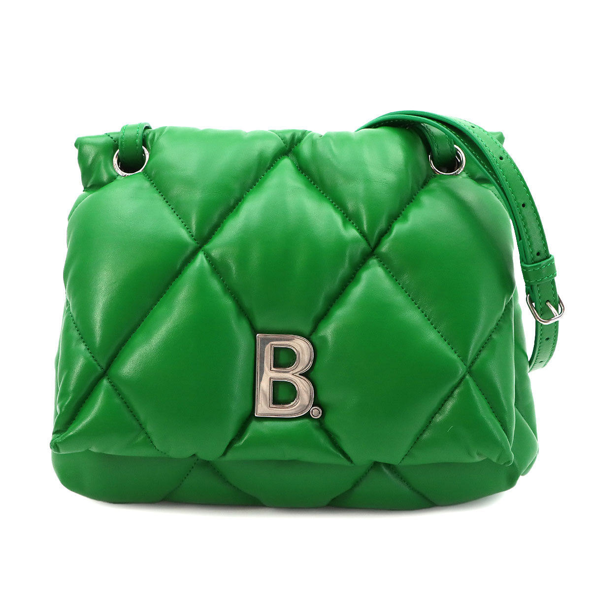 Touch Puffy Shoulder Bag Leather Green 619449 Purse