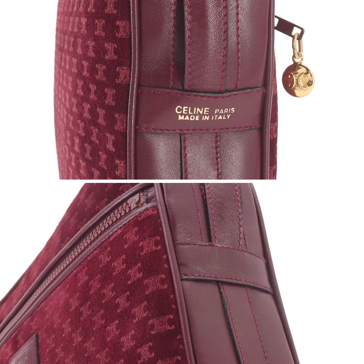 Macadam Shoulder Bag Leather Suede Bordeaux Vintage Purse